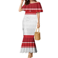 Queensland Tonga Custom Family Matching Mermaid Dress and Hawaiian Shirt QLD with Tongan Ngatu Pattern LT9 Mom's Dress Red - Polynesian Pride