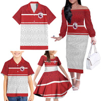 Queensland Tonga Custom Family Matching Off The Shoulder Long Sleeve Dress and Hawaiian Shirt QLD with Tongan Ngatu Pattern LT9 - Polynesian Pride