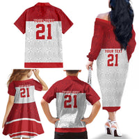 Queensland Tonga Custom Family Matching Off The Shoulder Long Sleeve Dress and Hawaiian Shirt QLD with Tongan Ngatu Pattern LT9 - Polynesian Pride