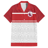 Queensland Tonga Custom Family Matching Off Shoulder Maxi Dress and Hawaiian Shirt QLD with Tongan Ngatu Pattern LT9 Dad's Shirt - Short Sleeve Red - Polynesian Pride