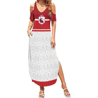 Queensland Tonga Custom Family Matching Summer Maxi Dress and Hawaiian Shirt QLD with Tongan Ngatu Pattern LT9 Mom's Dress Red - Polynesian Pride