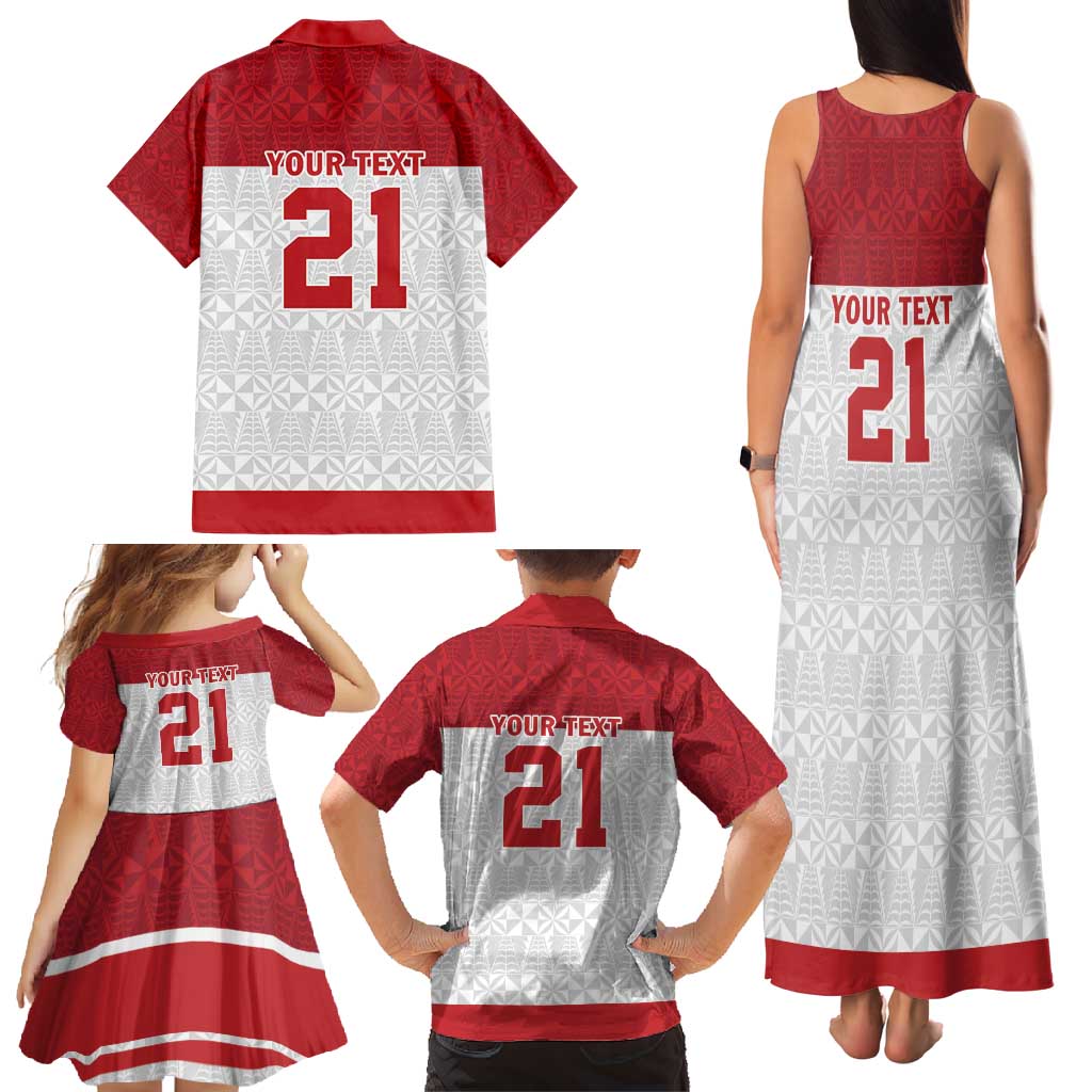 Queensland Tonga Custom Family Matching Tank Maxi Dress and Hawaiian Shirt QLD with Tongan Ngatu Pattern LT9 - Polynesian Pride