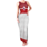 Queensland Tonga Custom Family Matching Tank Maxi Dress and Hawaiian Shirt QLD with Tongan Ngatu Pattern LT9 Mom's Dress Red - Polynesian Pride