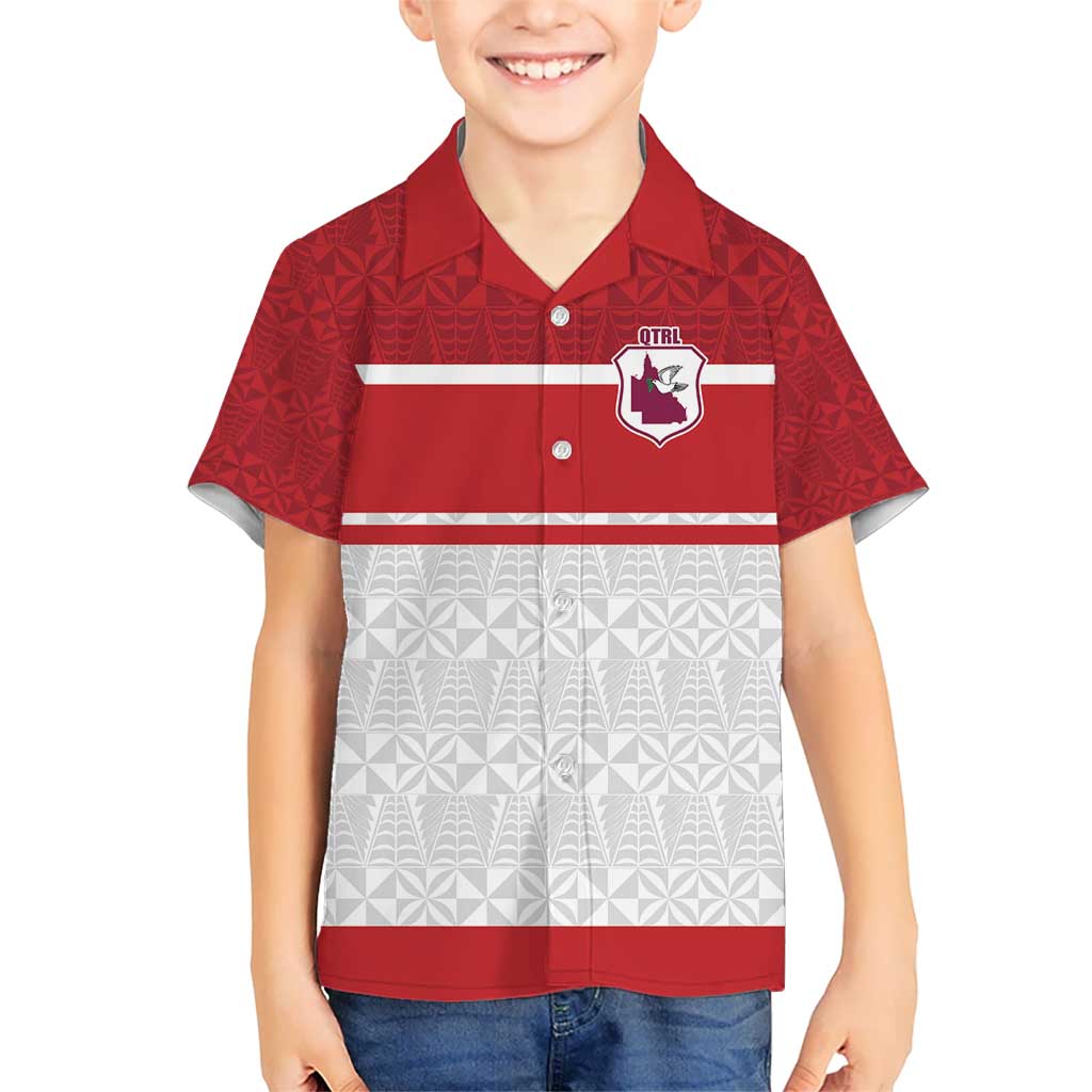Queensland Tonga Custom Kid Hawaiian Shirt QLD with Tongan Ngatu Pattern LT9 Kid Red - Polynesian Pride