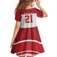 Queensland Tonga Custom Kid Short Sleeve Dress QLD with Tongan Ngatu Pattern LT9 - Polynesian Pride