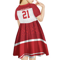 Queensland Tonga Custom Kid Short Sleeve Dress QLD with Tongan Ngatu Pattern LT9 - Polynesian Pride