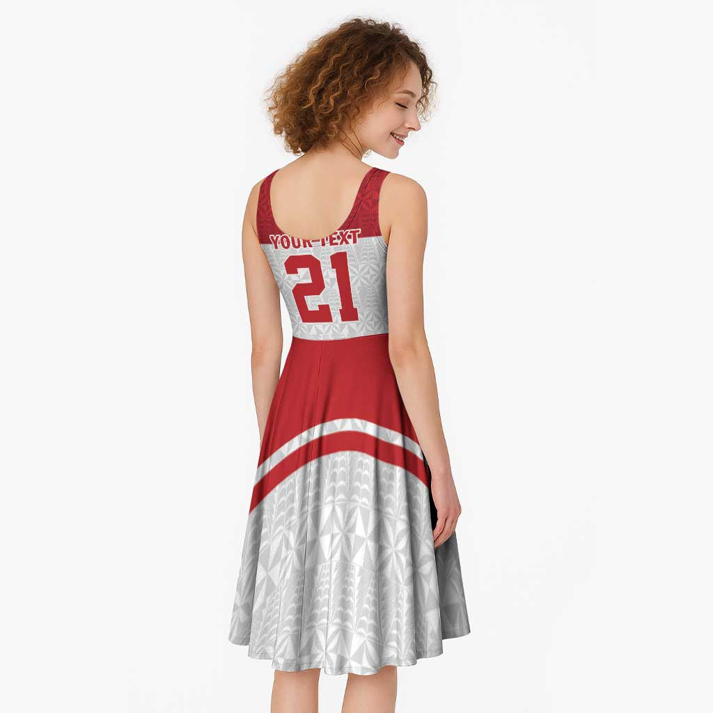 Queensland Tonga Custom Midi Dress QLD with Tongan Ngatu Pattern - Polynesian Pride
