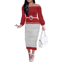 Queensland Tonga Custom Off The Shoulder Long Sleeve Dress QLD with Tongan Ngatu Pattern