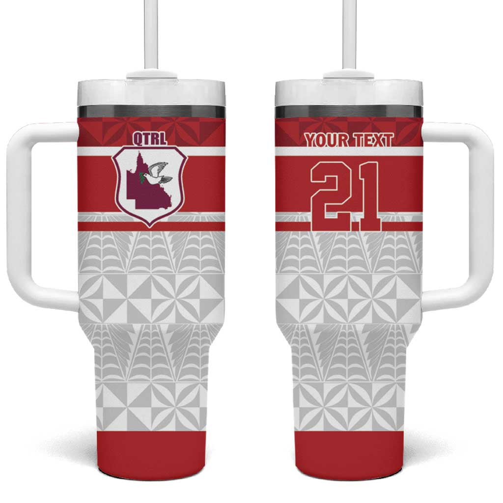 Queensland Tonga Custom Tumbler With Handle QLD with Tongan Ngatu Pattern