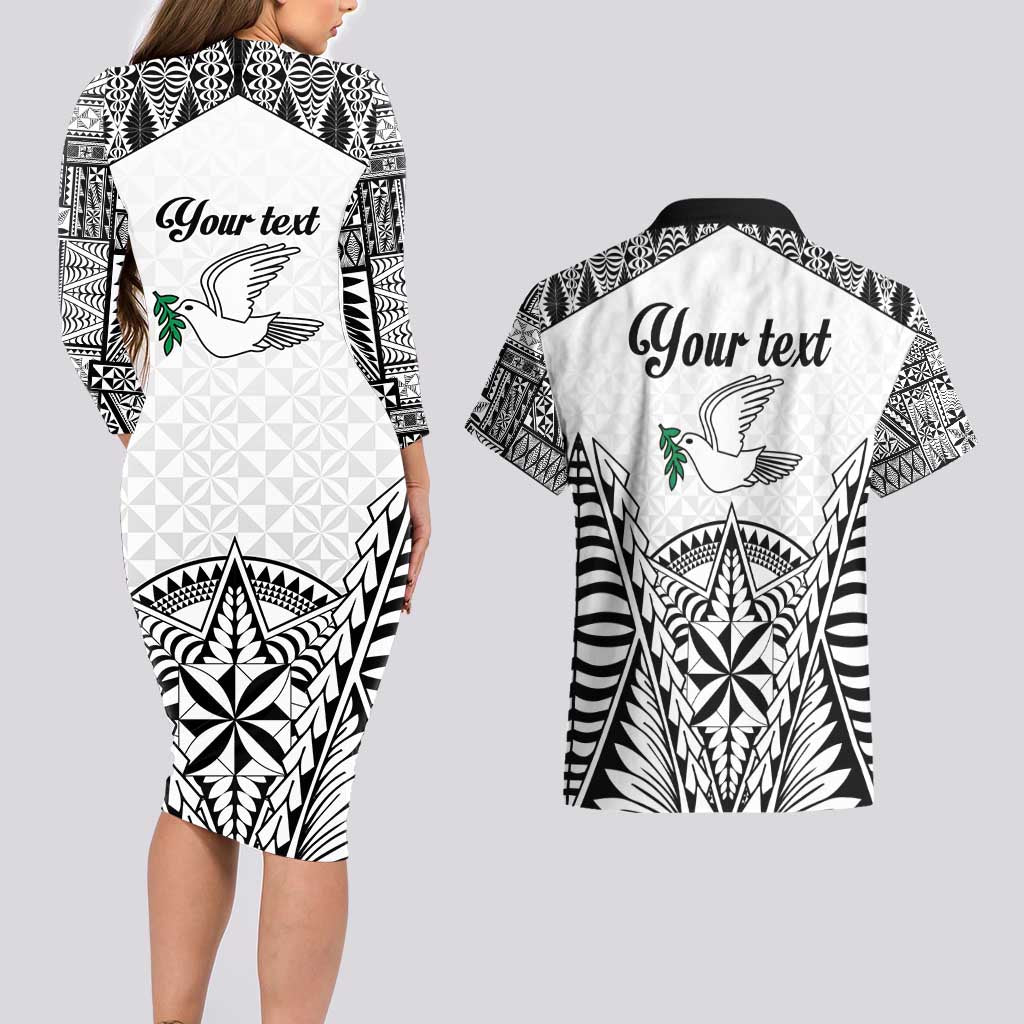 Personalised Tonga 676 Couples Matching Long Sleeve Bodycon Dress and Hawaiian Shirt Tribal Kupesi Ngatu Unique LT9 - Polynesian Pride