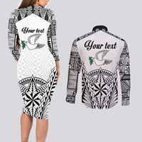 Personalised Tonga 676 Couples Matching Long Sleeve Bodycon Dress and Long Sleeve Button Shirt Tribal Kupesi Ngatu Unique LT9 - Polynesian Pride