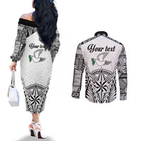 Personalised Tonga 676 Couples Matching Off The Shoulder Long Sleeve Dress and Long Sleeve Button Shirt Tribal Kupesi Ngatu Unique LT9 - Polynesian Pride