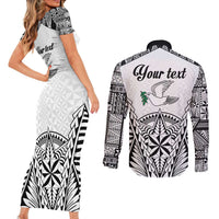 Personalised Tonga 676 Couples Matching Short Sleeve Bodycon Dress and Long Sleeve Button Shirt Tribal Kupesi Ngatu Unique LT9 - Polynesian Pride