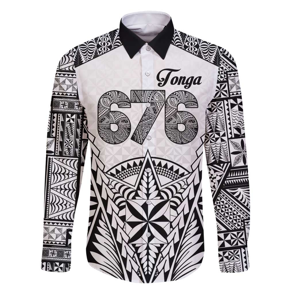 Personalised Tonga 676 Family Matching Long Sleeve Bodycon Dress and Hawaiian Shirt Tribal Kupesi Ngatu Unique LT9 Dad's Shirt - Long Sleeve White - Polynesian Pride