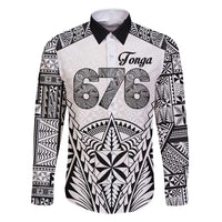 Personalised Tonga 676 Family Matching Long Sleeve Bodycon Dress and Hawaiian Shirt Tribal Kupesi Ngatu Unique LT9 Dad's Shirt - Long Sleeve White - Polynesian Pride