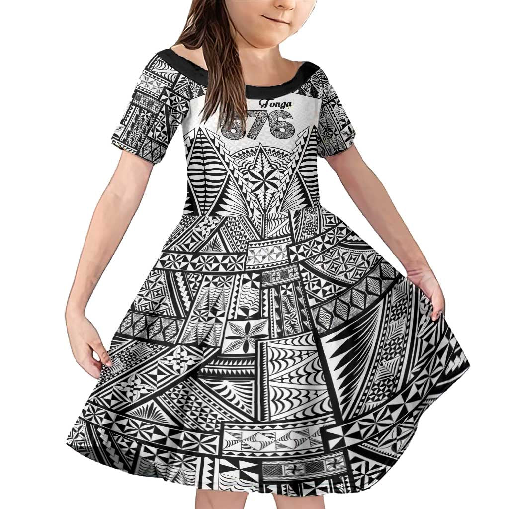 Personalised Tonga 676 Family Matching Mermaid Dress and Hawaiian Shirt Tribal Kupesi Ngatu Unique LT9 Daughter's Dress White - Polynesian Pride