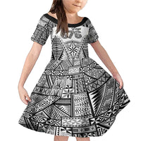 Personalised Tonga 676 Family Matching Mermaid Dress and Hawaiian Shirt Tribal Kupesi Ngatu Unique LT9 Daughter's Dress White - Polynesian Pride