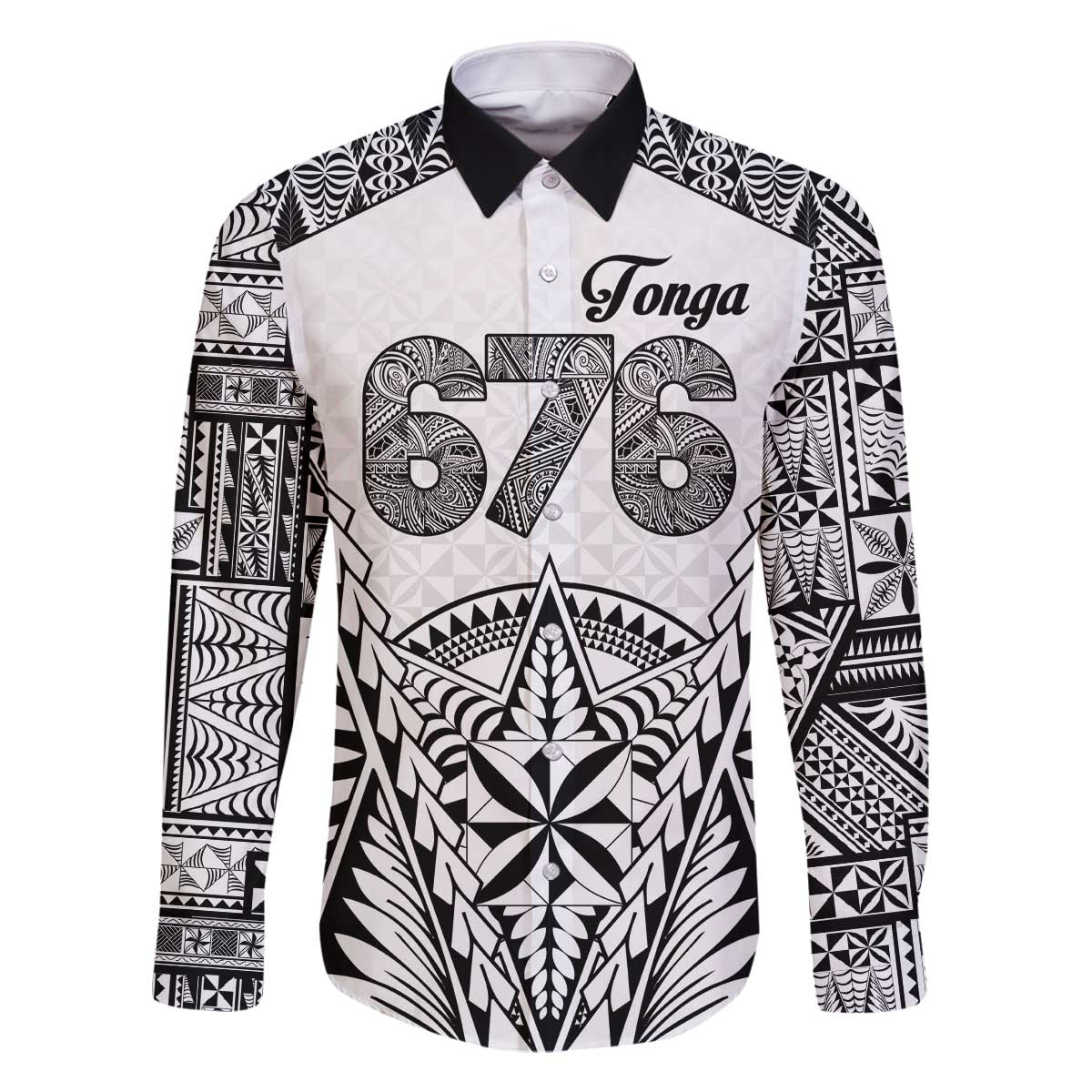 Personalised Tonga 676 Family Matching Off The Shoulder Long Sleeve Dress and Hawaiian Shirt Tribal Kupesi Ngatu Unique LT9 Dad's Shirt - Long Sleeve White - Polynesian Pride