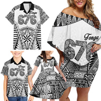 Personalised Tonga 676 Family Matching Off Shoulder Short Dress and Hawaiian Shirt Tribal Kupesi Ngatu Unique LT9 - Polynesian Pride