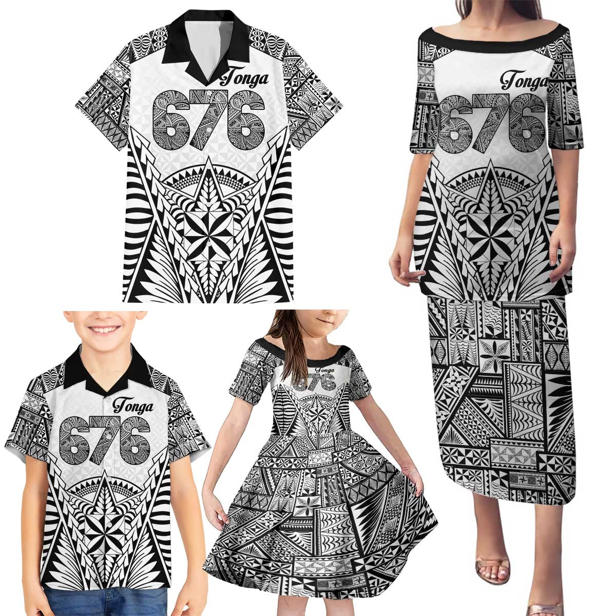 Personalised Tonga 676 Family Matching Puletasi and Hawaiian Shirt Tribal Kupesi Ngatu Unique LT9 - Polynesian Pride