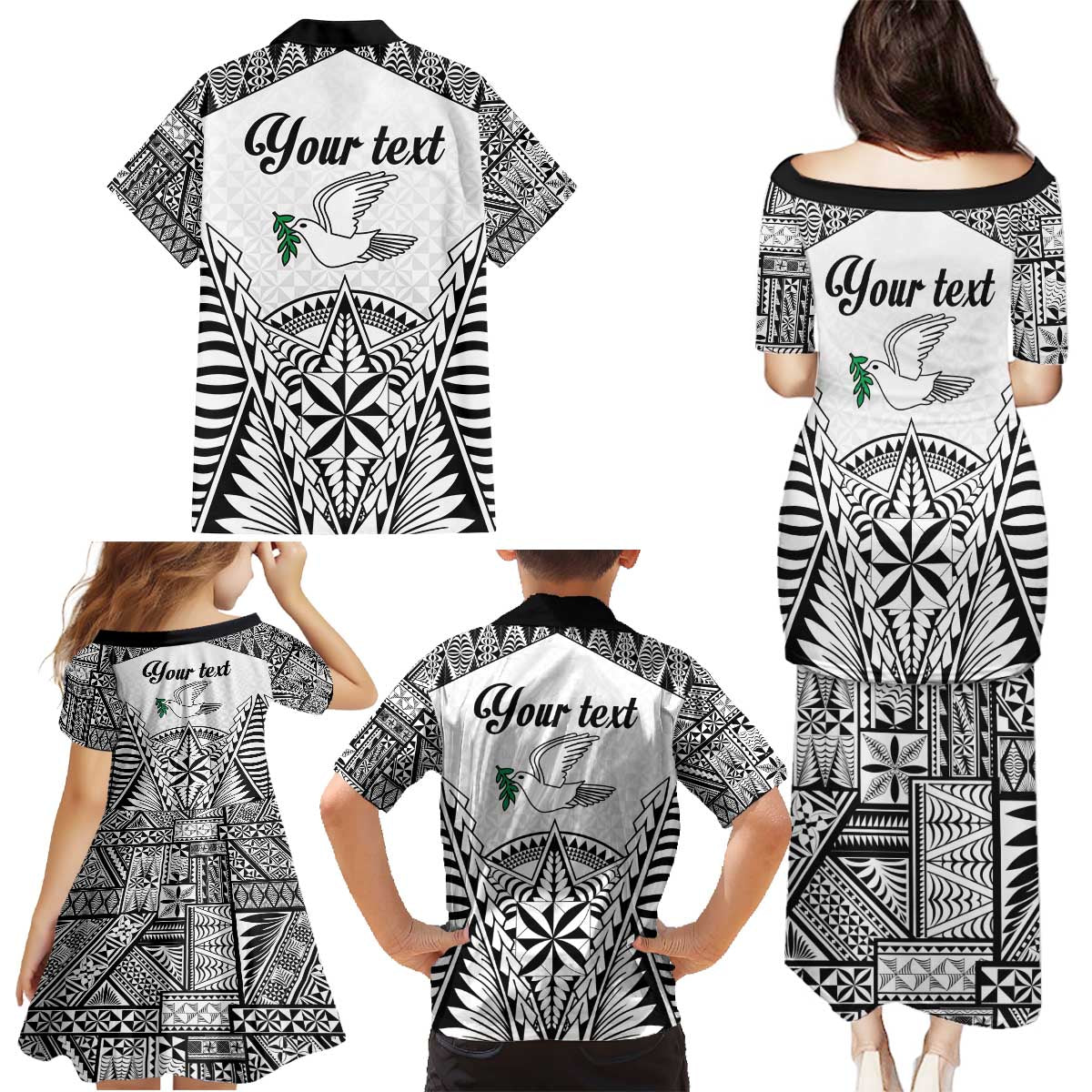 Personalised Tonga 676 Family Matching Puletasi and Hawaiian Shirt Tribal Kupesi Ngatu Unique LT9 - Polynesian Pride