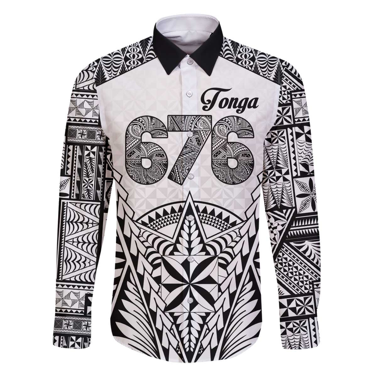 Personalised Tonga 676 Family Matching Puletasi and Hawaiian Shirt Tribal Kupesi Ngatu Unique LT9 Dad's Shirt - Long Sleeve White - Polynesian Pride