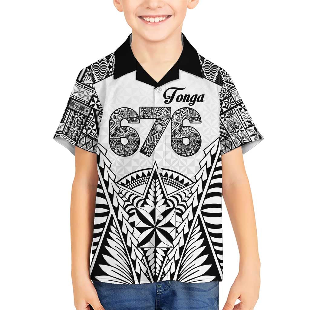Personalised Tonga 676 Family Matching Short Sleeve Bodycon Dress and Hawaiian Shirt Tribal Kupesi Ngatu Unique LT9 Son's Shirt White - Polynesian Pride