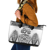 Personalised Tonga 676 Leather Tote Bag Tribal Kupesi Ngatu Unique LT9 White - Polynesian Pride