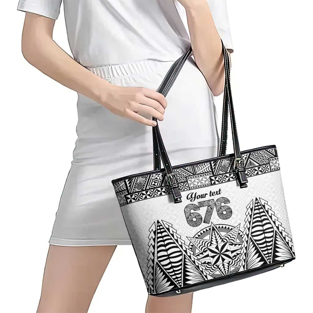 Personalised Tonga 676 Leather Tote Bag Tribal Kupesi Ngatu Unique LT9 - Polynesian Pride
