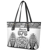 Personalised Tonga 676 Leather Tote Bag Tribal Kupesi Ngatu Unique LT9 - Polynesian Pride