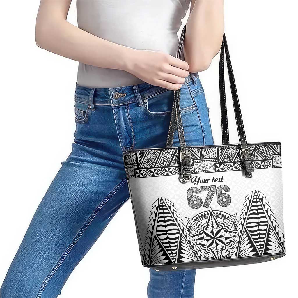 Personalised Tonga 676 Leather Tote Bag Tribal Kupesi Ngatu Unique LT9 - Polynesian Pride