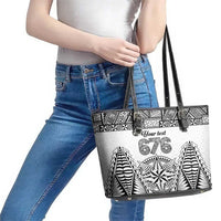 Personalised Tonga 676 Leather Tote Bag Tribal Kupesi Ngatu Unique LT9 - Polynesian Pride