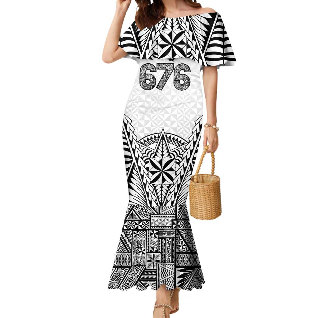 Personalised Tonga 676 Mermaid Dress Tribal Kupesi Ngatu Unique LT9 Women White - Polynesian Pride