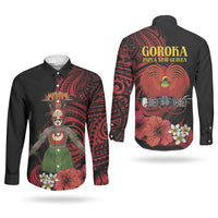 Huli Wigmen Tribe Hela Province Couples Matching Short Sleeve Bodycon Dress and Long Sleeve Button Shirt Papua New Guinea Indigenous Pattern LT9 - Polynesian Pride