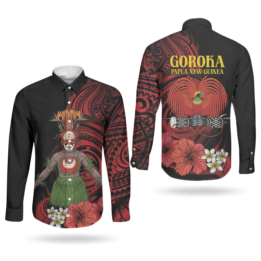 Huli Wigmen Tribe Hela Province Couples Matching Summer Maxi Dress and Long Sleeve Button Shirt Papua New Guinea Indigenous Pattern LT9 - Polynesian Pride