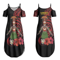 Huli Wigmen Tribe Hela Province Couples Matching Summer Maxi Dress and Long Sleeve Button Shirt Papua New Guinea Indigenous Pattern LT9 - Polynesian Pride