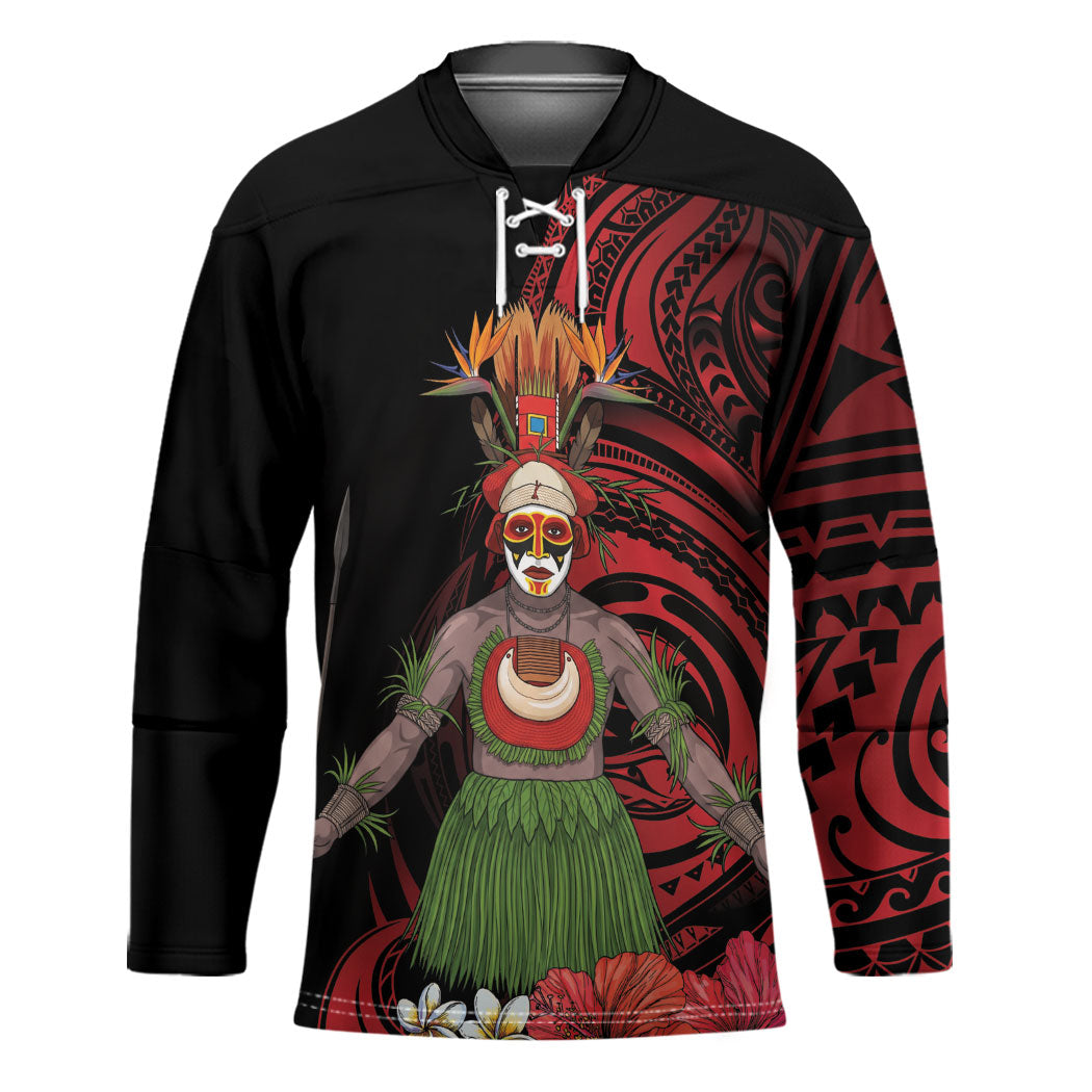 Huli Wigmen Tribe Hela Province Hockey Jersey Papua New Guinea Indigenous Pattern LT9 Unisex Black - Polynesian Pride
