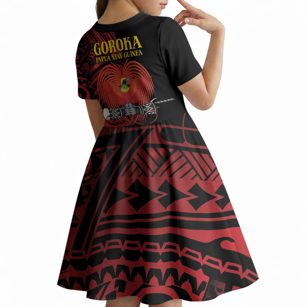 Huli Wigmen Tribe Hela Province Kid Short Sleeve Dress Papua New Guinea Indigenous Pattern LT9 - Polynesian Pride