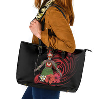 Huli Wigmen Tribe Hela Province Leather Tote Bag Papua New Guinea Indigenous Pattern LT9 Black - Polynesian Pride