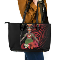 Huli Wigmen Tribe Hela Province Leather Tote Bag Papua New Guinea Indigenous Pattern LT9 - Polynesian Pride