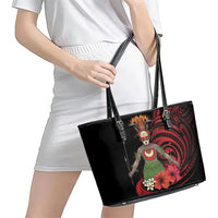 Huli Wigmen Tribe Hela Province Leather Tote Bag Papua New Guinea Indigenous Pattern LT9 - Polynesian Pride