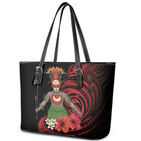 Huli Wigmen Tribe Hela Province Leather Tote Bag Papua New Guinea Indigenous Pattern LT9 - Polynesian Pride