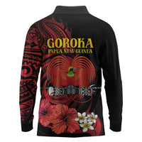 Huli Wigmen Tribe Hela Province Long Sleeve Polo Shirt Papua New Guinea Indigenous Pattern LT9 - Polynesian Pride