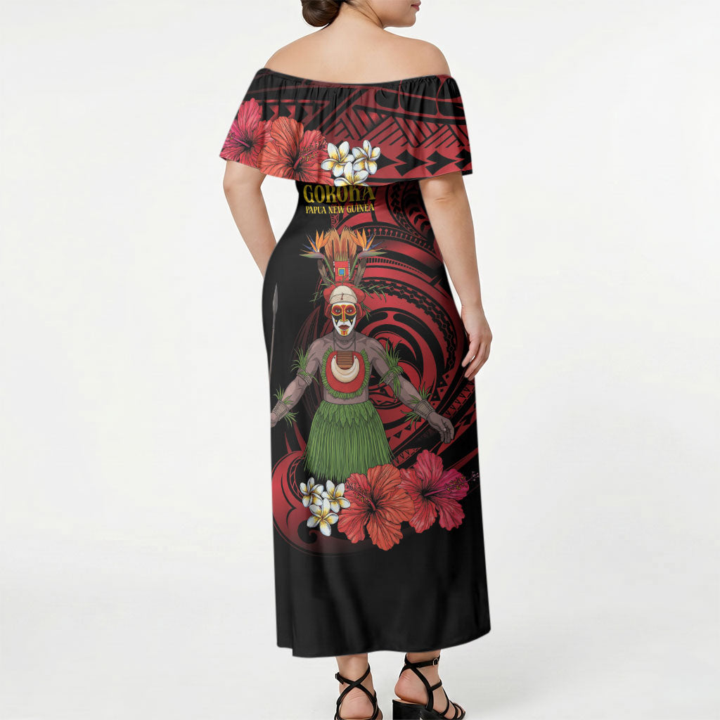 Huli Wigmen Tribe Hela Province Off Shoulder Maxi Dress Papua New Guinea Indigenous Pattern LT9 - Polynesian Pride