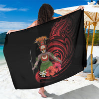 Huli Wigmen Tribe Hela Province Sarong Papua New Guinea Indigenous Pattern LT9 One Size 44 x 66 inches Black - Polynesian Pride