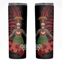 Huli Wigmen Tribe Hela Province Skinny Tumbler Papua New Guinea Indigenous Pattern LT9 Black - Polynesian Pride