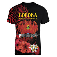 Huli Wigmen Tribe Hela Province Women V-Neck T-Shirt Papua New Guinea Indigenous Pattern LT9 - Polynesian Pride