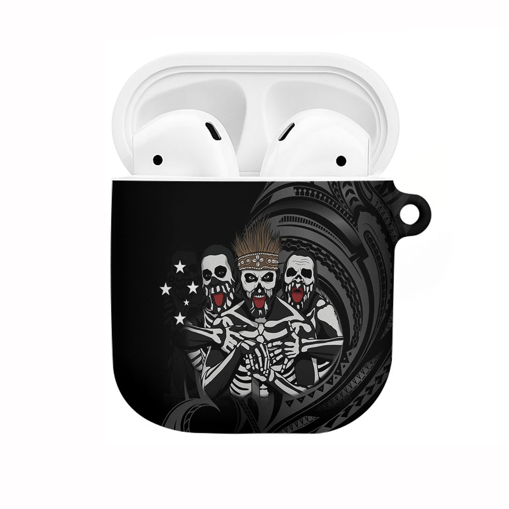 Skeleton Tribe Simbu Province AirPods Case Papua New Guinea Indigenous Pattern LT9 Black - Polynesian Pride