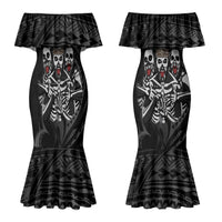 Skeleton Tribe Simbu Province Couples Matching Mermaid Dress and Hawaiian Shirt Papua New Guinea Indigenous Pattern LT9 - Polynesian Pride