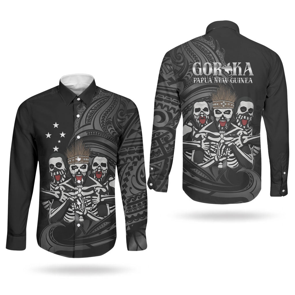 Skeleton Tribe Simbu Province Couples Matching Summer Maxi Dress and Long Sleeve Button Shirt Papua New Guinea Indigenous Pattern LT9 - Polynesian Pride